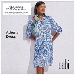 CAbi Athena Dress Button Down Blue Floral Pattern Size S